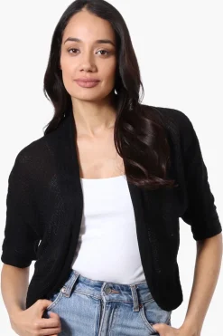 Beechers Brook 3/4 Sleeve Open Shrug Cardigan - Black