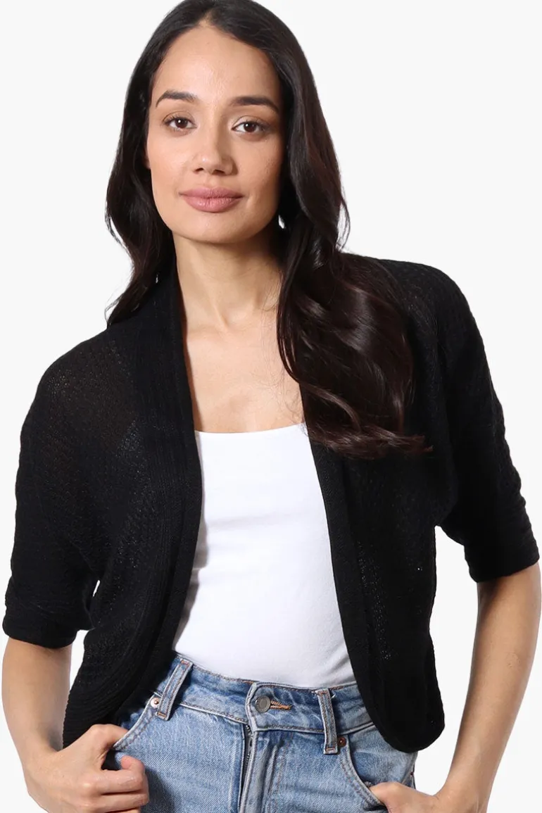 Beechers Brook 3/4 Sleeve Open Shrug Cardigan - Black