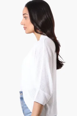 Beechers Brook 3/4 Sleeve Open Shrug Cardigan - White