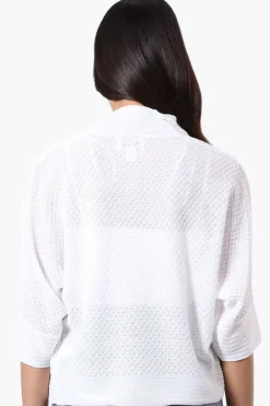 Beechers Brook 3/4 Sleeve Open Shrug Cardigan - White