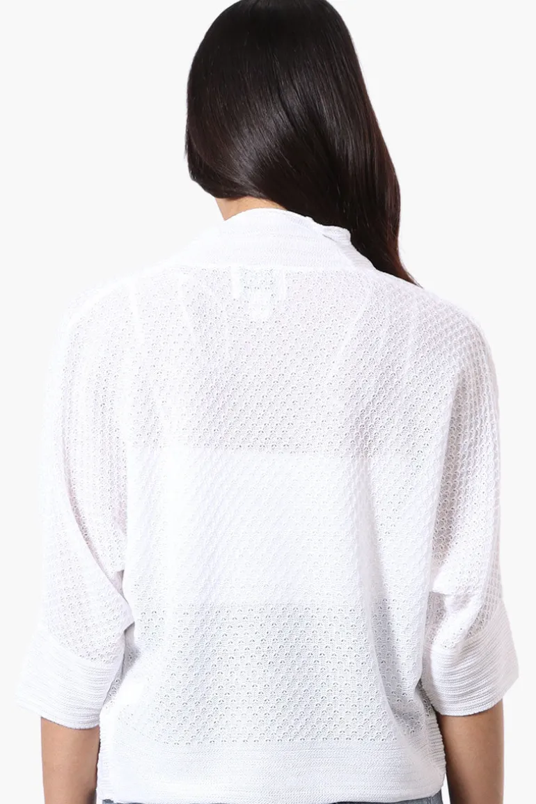 Beechers Brook 3/4 Sleeve Open Shrug Cardigan - White