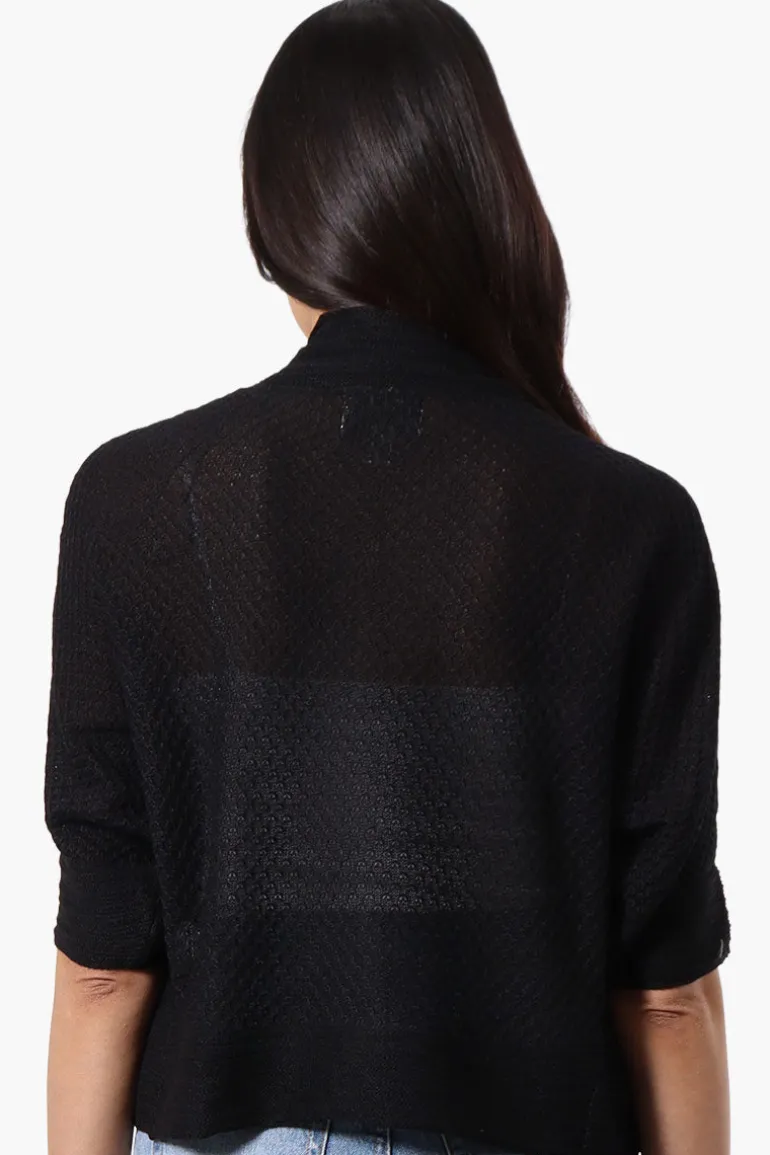 Beechers Brook 3/4 Sleeve Open Shrug Cardigan - Black