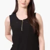 Beechers Brook Basic 1/4 Zip Tank Top - Black