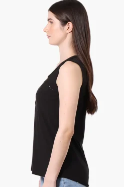 Beechers Brook Basic 1/4 Zip Tank Top - Black