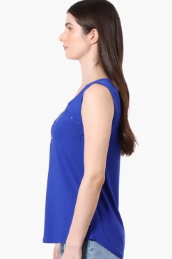 Beechers Brook Basic 1/4 Zip Tank Top - Blue