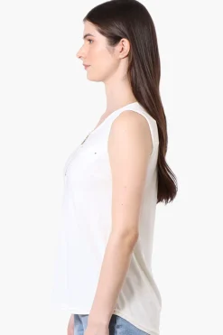 Beechers Brook Basic 1/4 Zip Tank Top - White