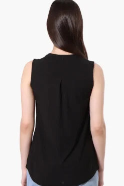 Beechers Brook Basic 1/4 Zip Tank Top - Black
