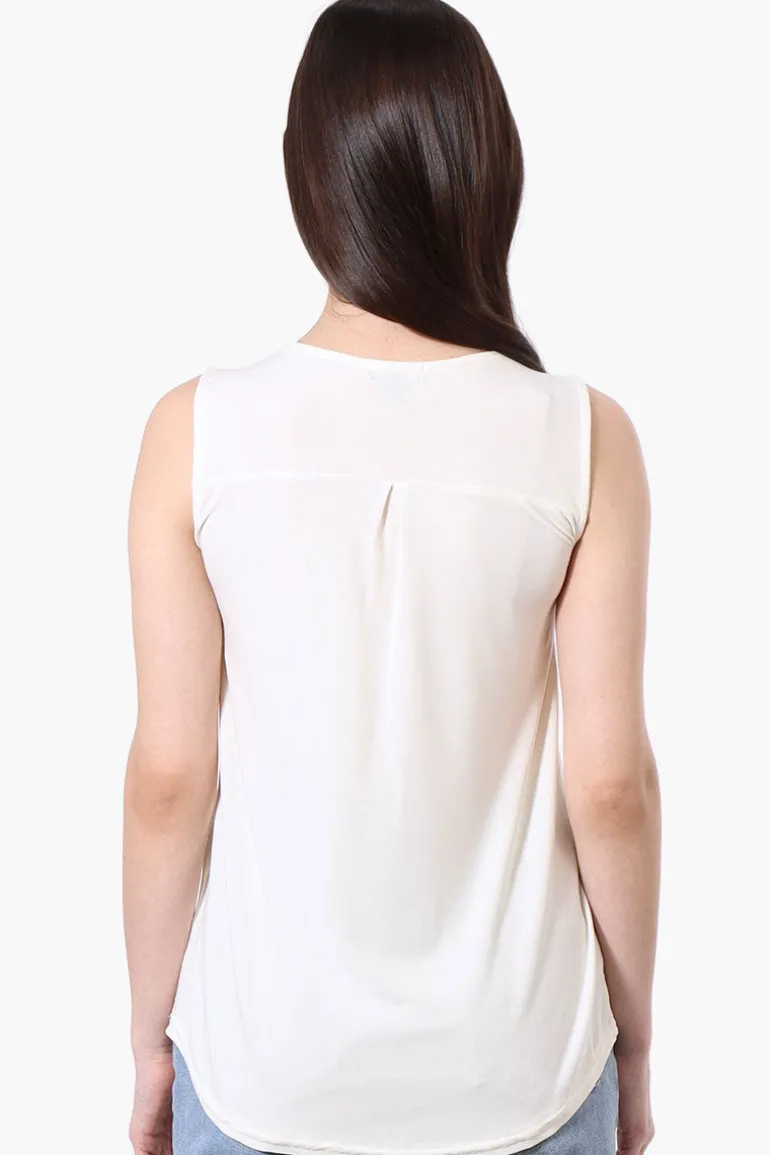Beechers Brook Basic 1/4 Zip Tank Top - White