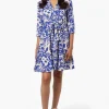 Beechers Brook Belted Patterned Button Down Day Dress - Blue