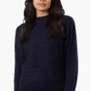 Beechers Brook Cable Knit Mock Neck Pullover Sweater - Navy