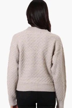 Beechers Brook Cable Knit Mock Neck Pullover Sweater - Stone