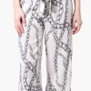 Beechers Brook Chain Pattern Tie Waist Cropped Pants - Cream