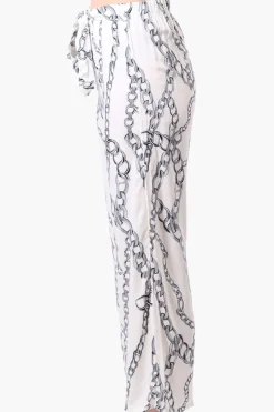Beechers Brook Chain Pattern Tie Waist Cropped Pants - Cream