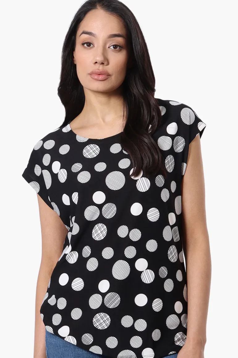 Beechers Brook Dotted Cap Sleeve Tee - Black