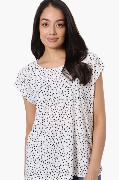 Beechers Brook Dotted Cap Sleeve Tee - White