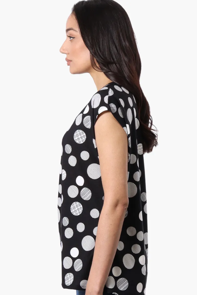 Beechers Brook Dotted Cap Sleeve Tee - Black