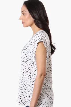 Beechers Brook Dotted Cap Sleeve Tee - White