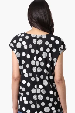 Beechers Brook Dotted Cap Sleeve Tee - Black
