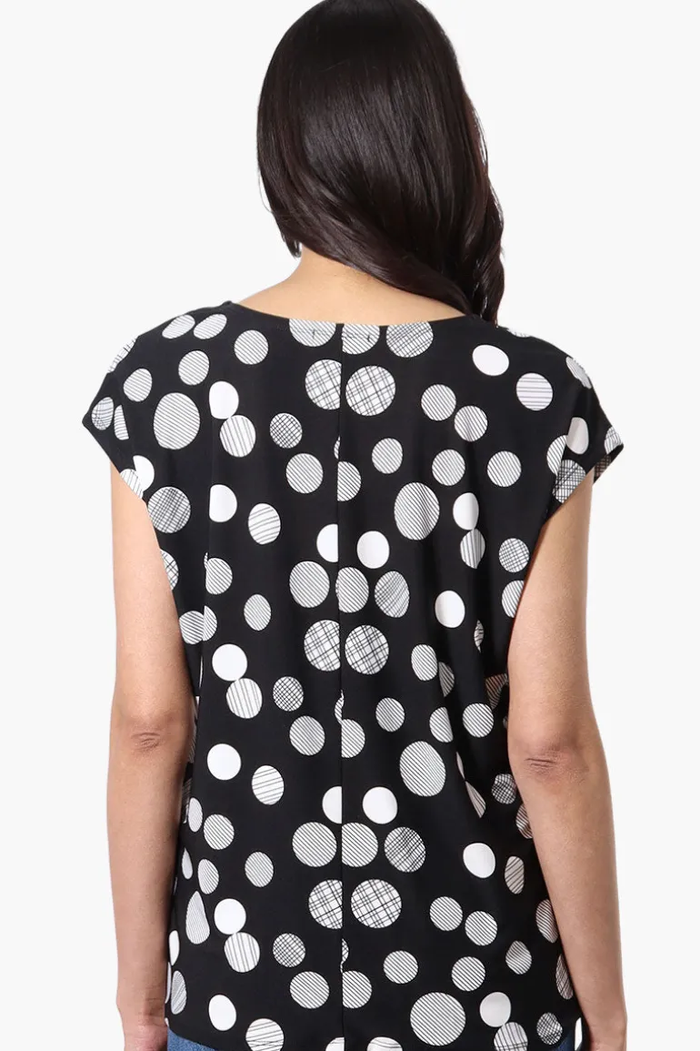 Beechers Brook Dotted Cap Sleeve Tee - Black