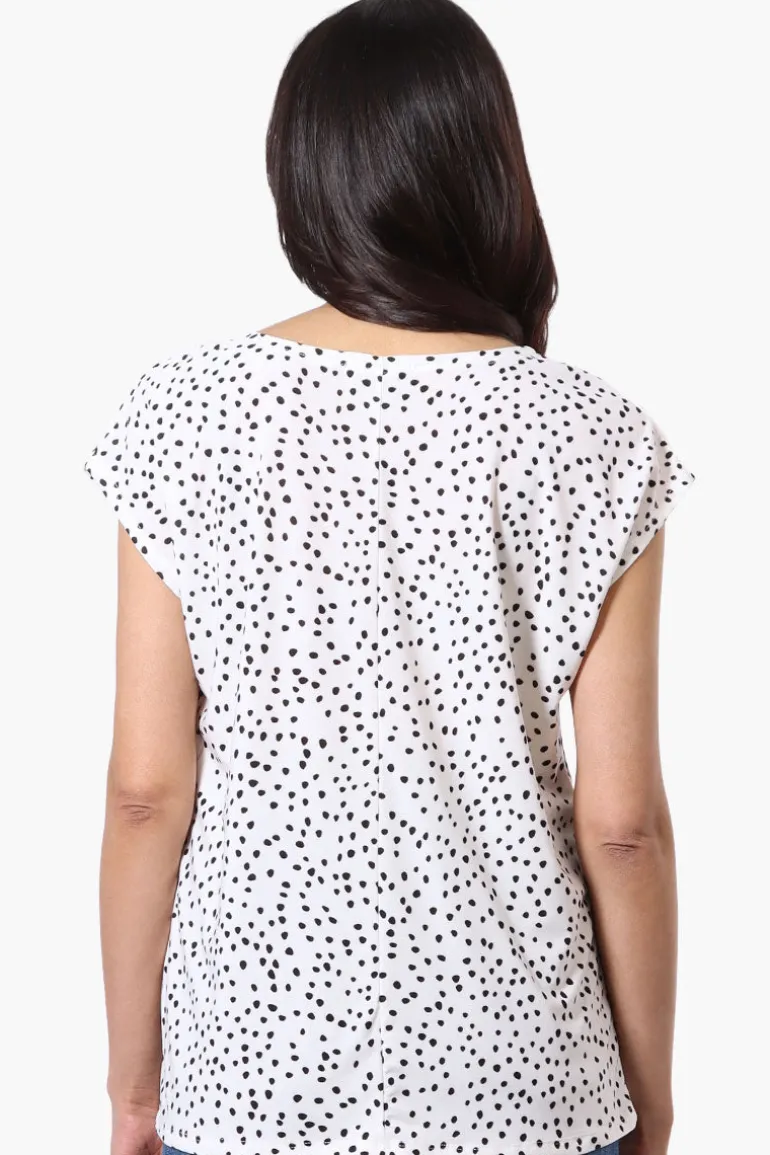 Beechers Brook Dotted Cap Sleeve Tee - White