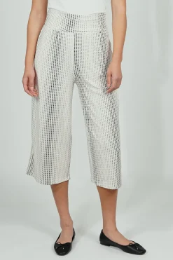 Beechers Brook Dotted Pattern Fold Over Cropped Pants - White