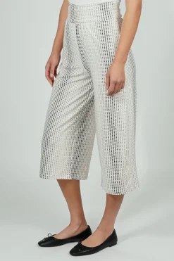 Beechers Brook Dotted Pattern Fold Over Cropped Pants - White