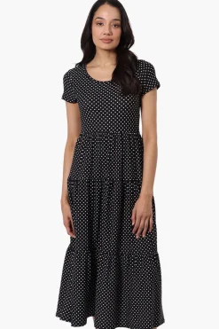 Beechers Brook Dotted Tiered Day Dress - Black