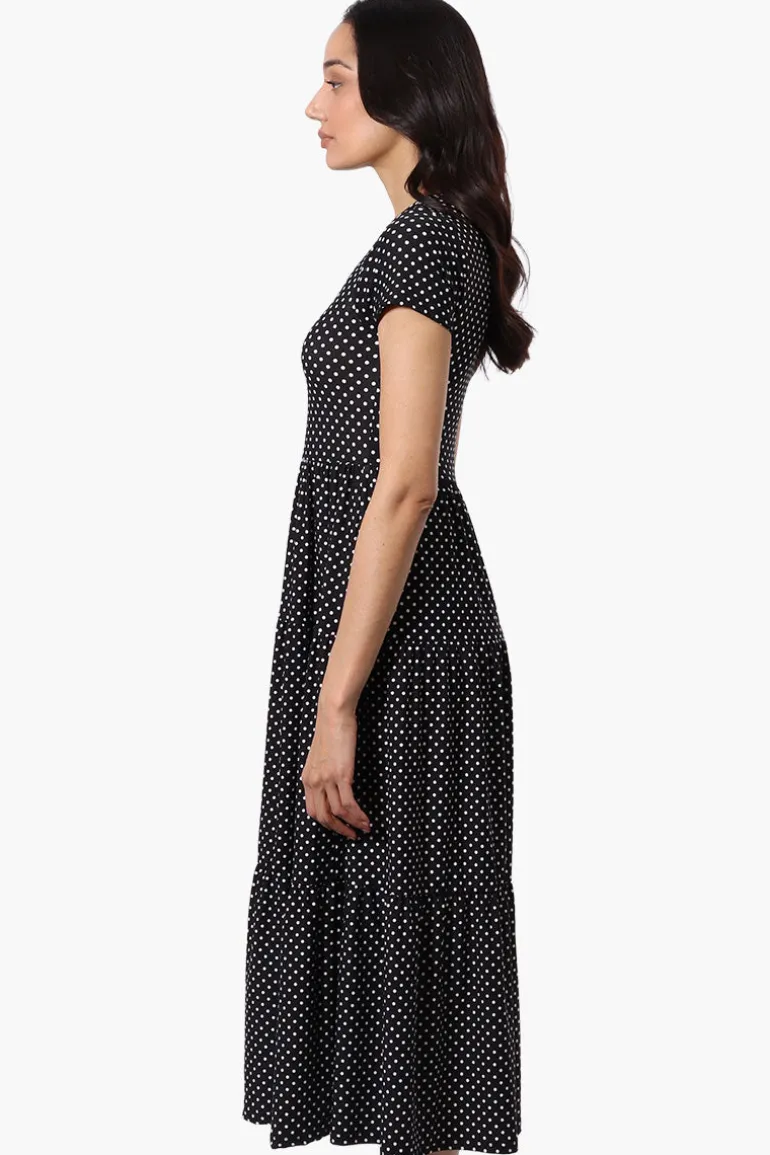 Beechers Brook Dotted Tiered Day Dress - Black