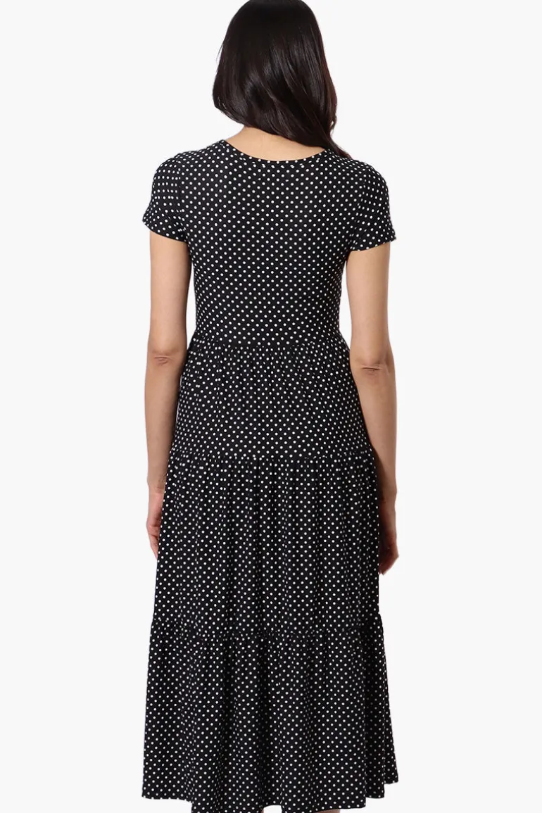 Beechers Brook Dotted Tiered Day Dress - Black