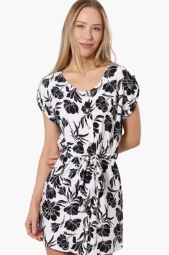 Beechers Brook Floral Belted Button Down Day Dress - White
