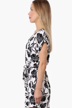 Beechers Brook Floral Belted Button Down Day Dress - White