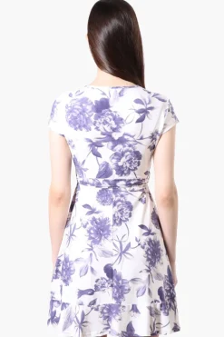 Beechers Brook Floral Belted Crossover Day Dress - White
