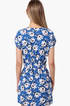 Beechers Brook Floral Belted Button Down Day Dress - Blue