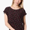 Beechers Brook Floral Cap Sleeve Tee - Black
