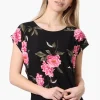 Beechers Brook Floral Cap Sleeve Tee - Black