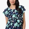 Beechers Brook Floral Cap Sleeve Tee - Navy
