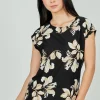 Beechers Brook Floral Circle Neck Tee - Black