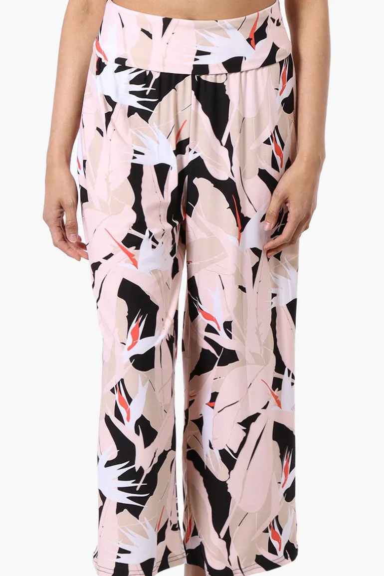 Beechers Brook Floral Fold Over Cropped Pants - Pink