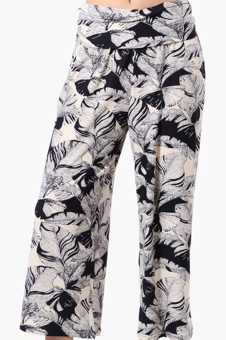 Beechers Brook Floral Fold Over Cropped Pants - Navy