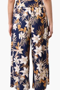 Beechers Brook Floral Fold Over Cropped Pants - Navy