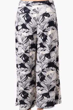 Beechers Brook Floral Fold Over Cropped Pants - Navy