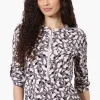 Beechers Brook Floral Half Zip Roll Up Sleeve Shirt - Purple