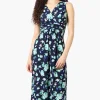Beechers Brook Floral Padded Crossover Maxi Dress - Navy