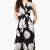 Beechers Brook Floral Padded Crossover Maxi Dress - Black