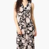 Beechers Brook Floral Padded Crossover Maxi Dress - Black