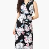 Beechers Brook Floral Padded Crossover Maxi Dress - Black