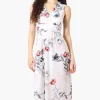 Beechers Brook Floral Padded Crossover Maxi Dress - White