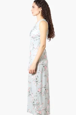 Beechers Brook Floral Padded Crossover Maxi Dress - Mint
