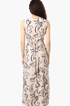 Beechers Brook Floral Padded Crossover Maxi Dress - Beige