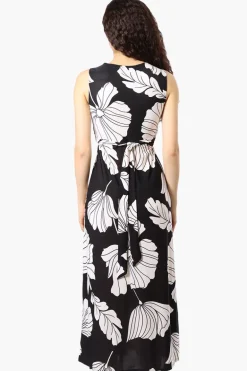 Beechers Brook Floral Padded Crossover Maxi Dress - Black